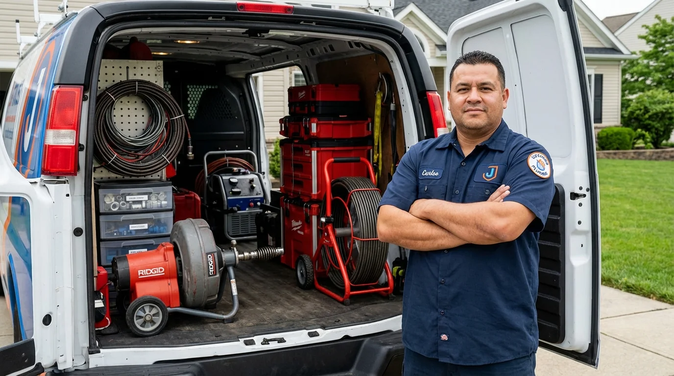 Professional drain cleaning equipment and Johns Plumbing LLC plumber in Floresville