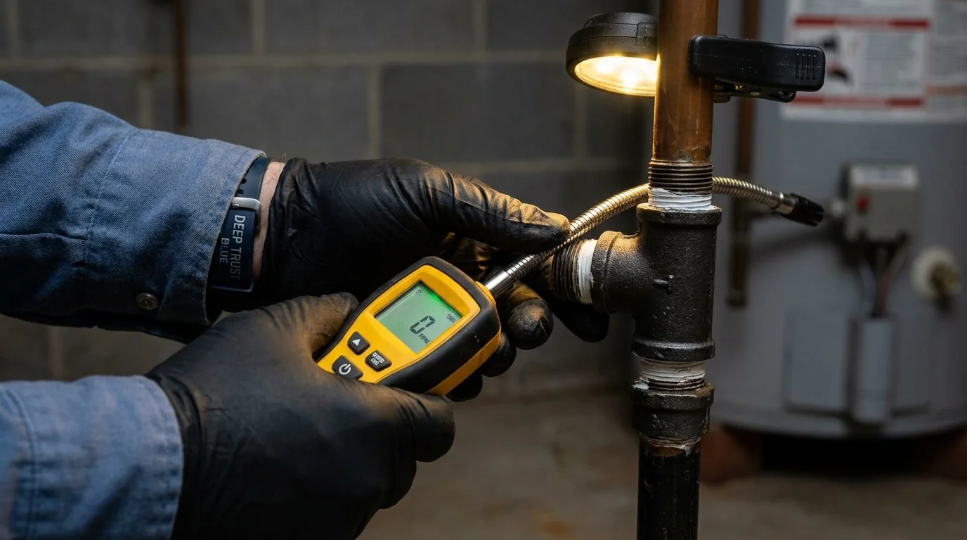 Gas leak detection with electronic sniffer by Johns Plumbing LLC in Floresville