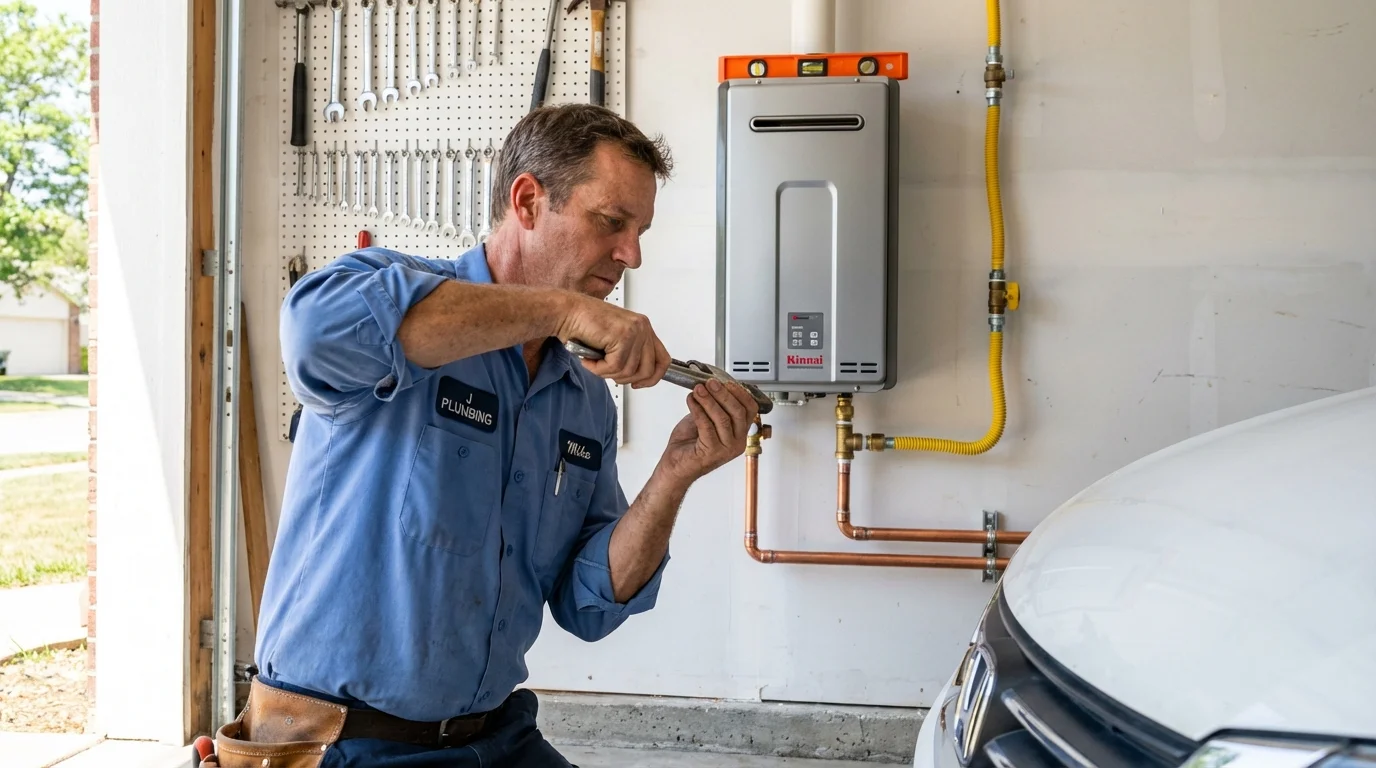 Tankless water heater installation by a Johns Plumbing LLC plumber in Floresville